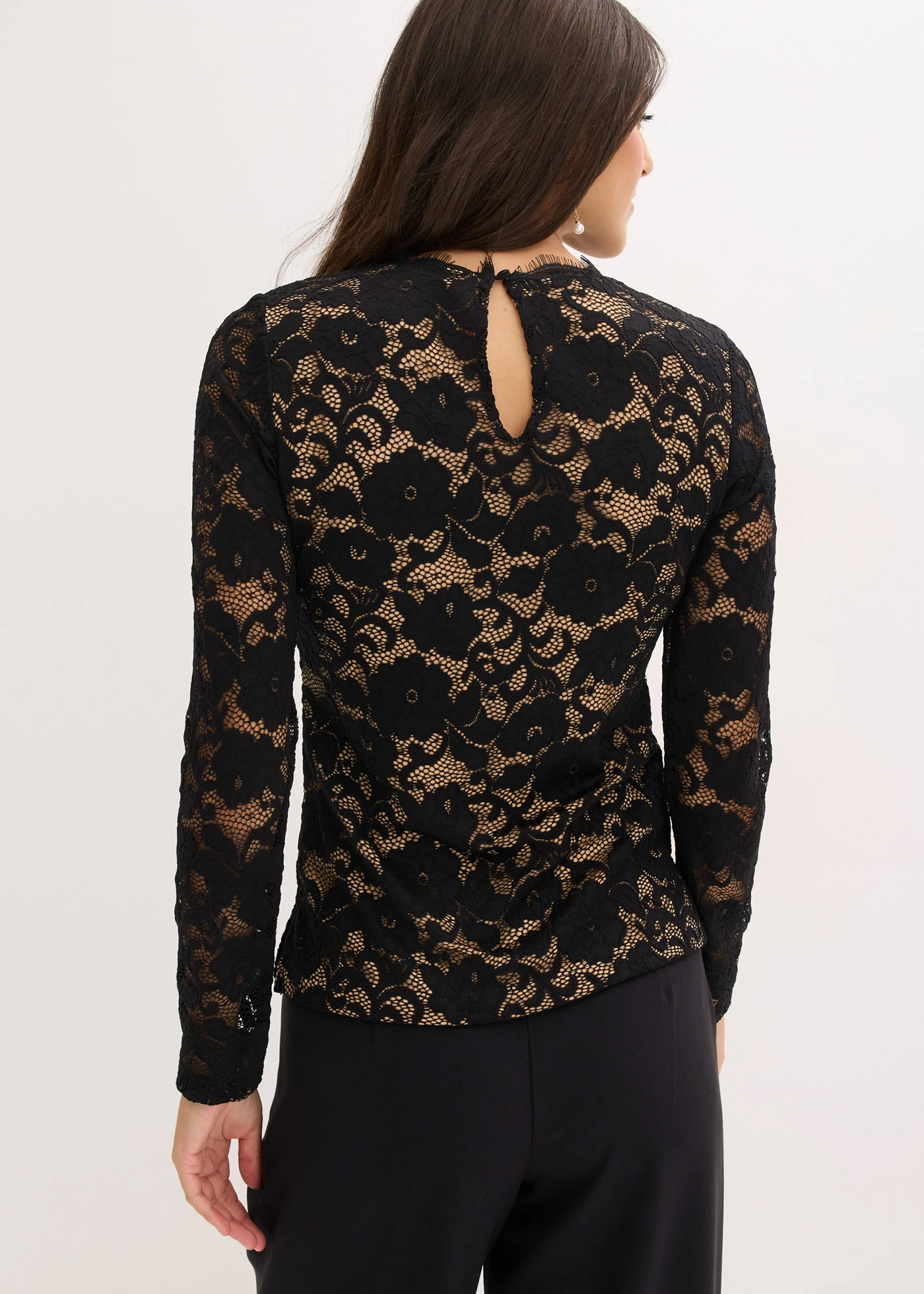 Haut manches longues en dentelle • noir • Boutique bonprix