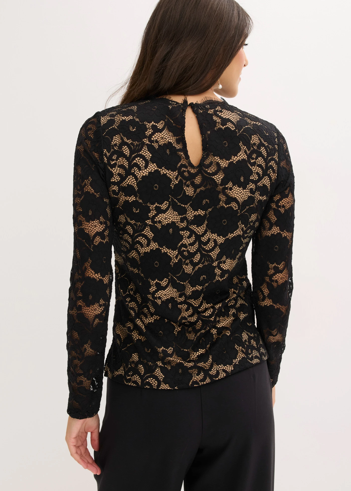 Longsleeve van kant • zwart • bonprix online shop