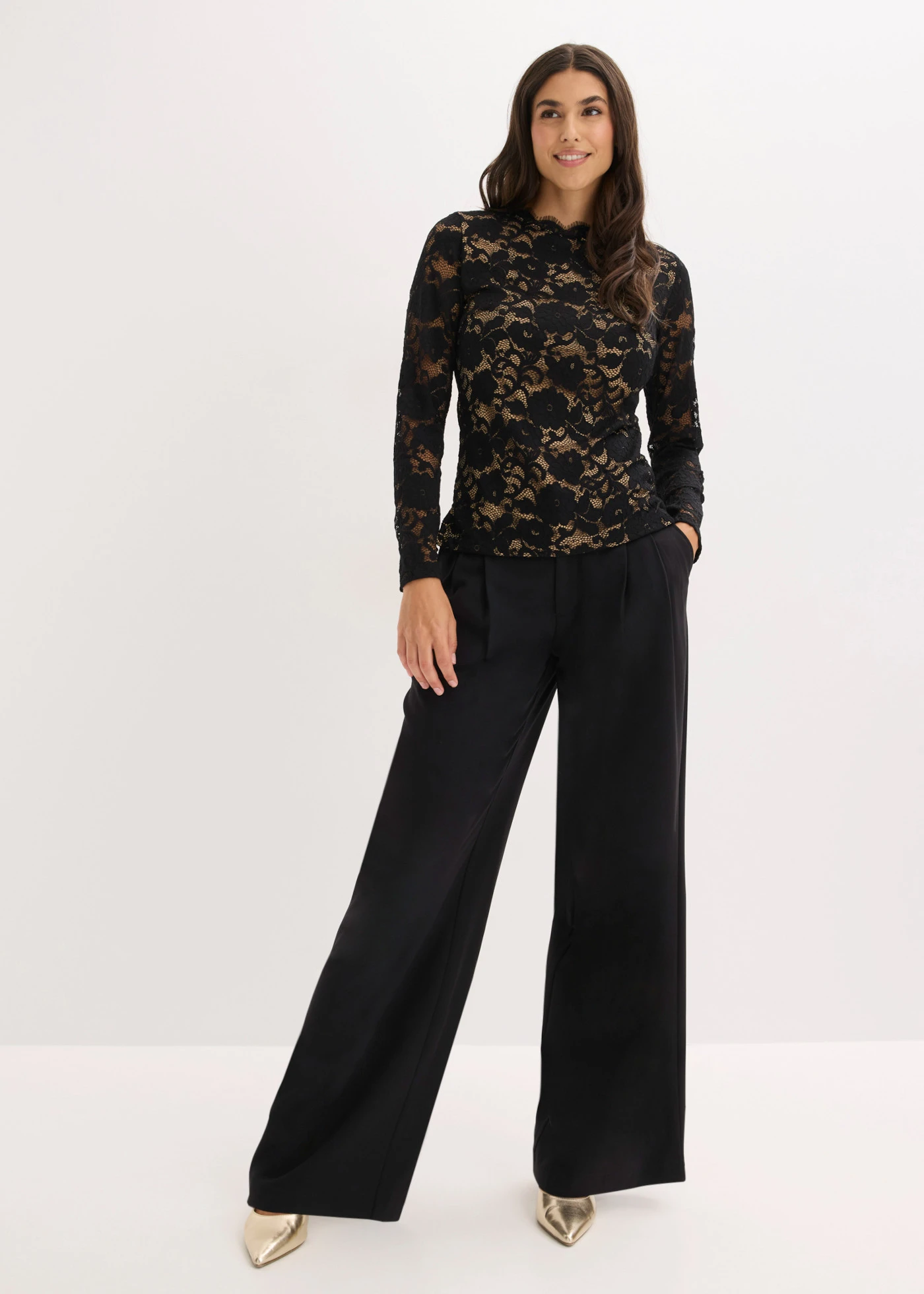 Longsleeve van kant • zwart • bonprix online shop