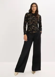 Tričko s dlouhým rukávem, z krajky, barva: černá