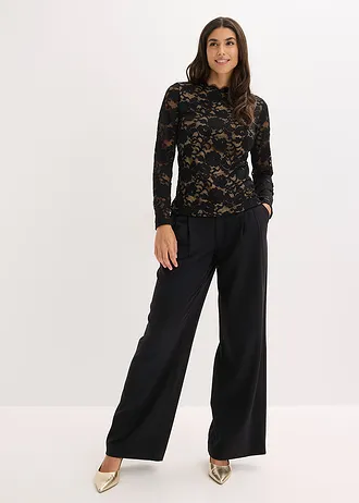 Haut manches longues en dentelle, Couleur: noir