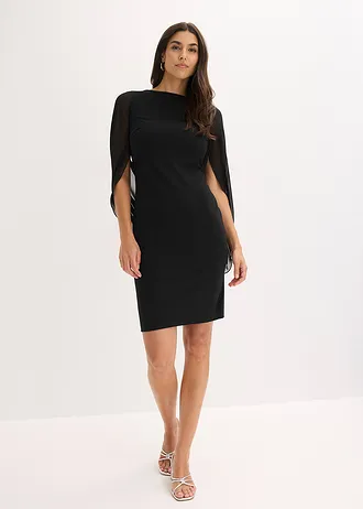 Rochie cocktail cu mâneci din șifon • negru • magazin bonprix