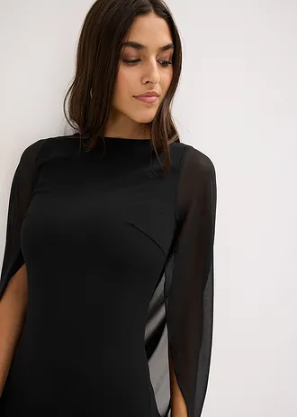 Rochie cocktail cu mâneci din șifon • negru • magazin bonprix