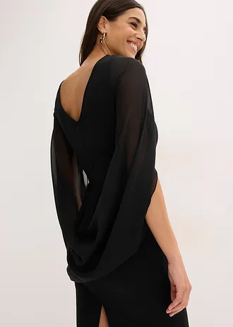 Rochie cocktail cu mâneci din șifon • negru • magazin bonprix