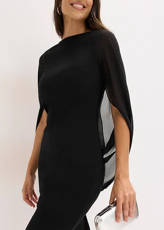 Robe de cocktail avec manches en mousseline • noir • Boutique bonprix