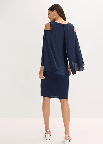 Robe à col Bardot, Couleur: bleu foncé