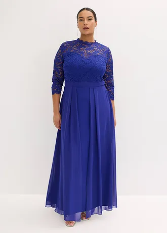 Maxi jurk met kant, Kleur: blauw