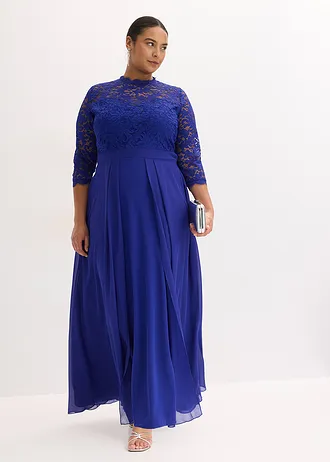Maxi jurk met kant, Kleur: blauw