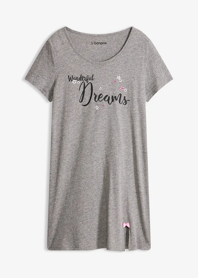 Chemise de nuit courte, Couleur: gris chiné