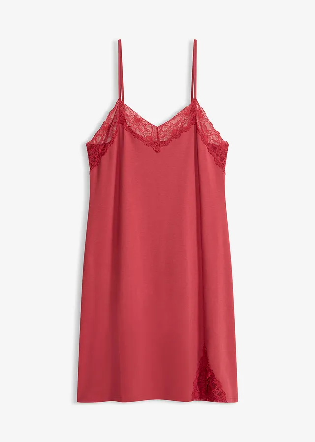 Kort nachtjapon met spaghettibandjes • kersenrood • bonprix online shop