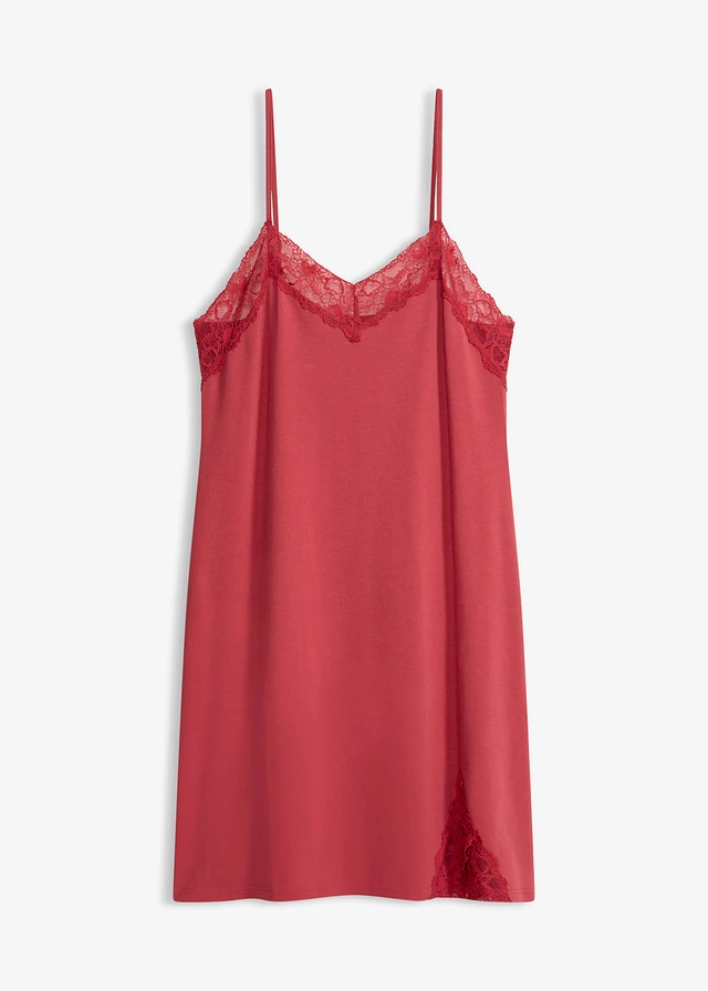 Nuisette courte à bretelles spaghetti, Couleur: rouge cerise