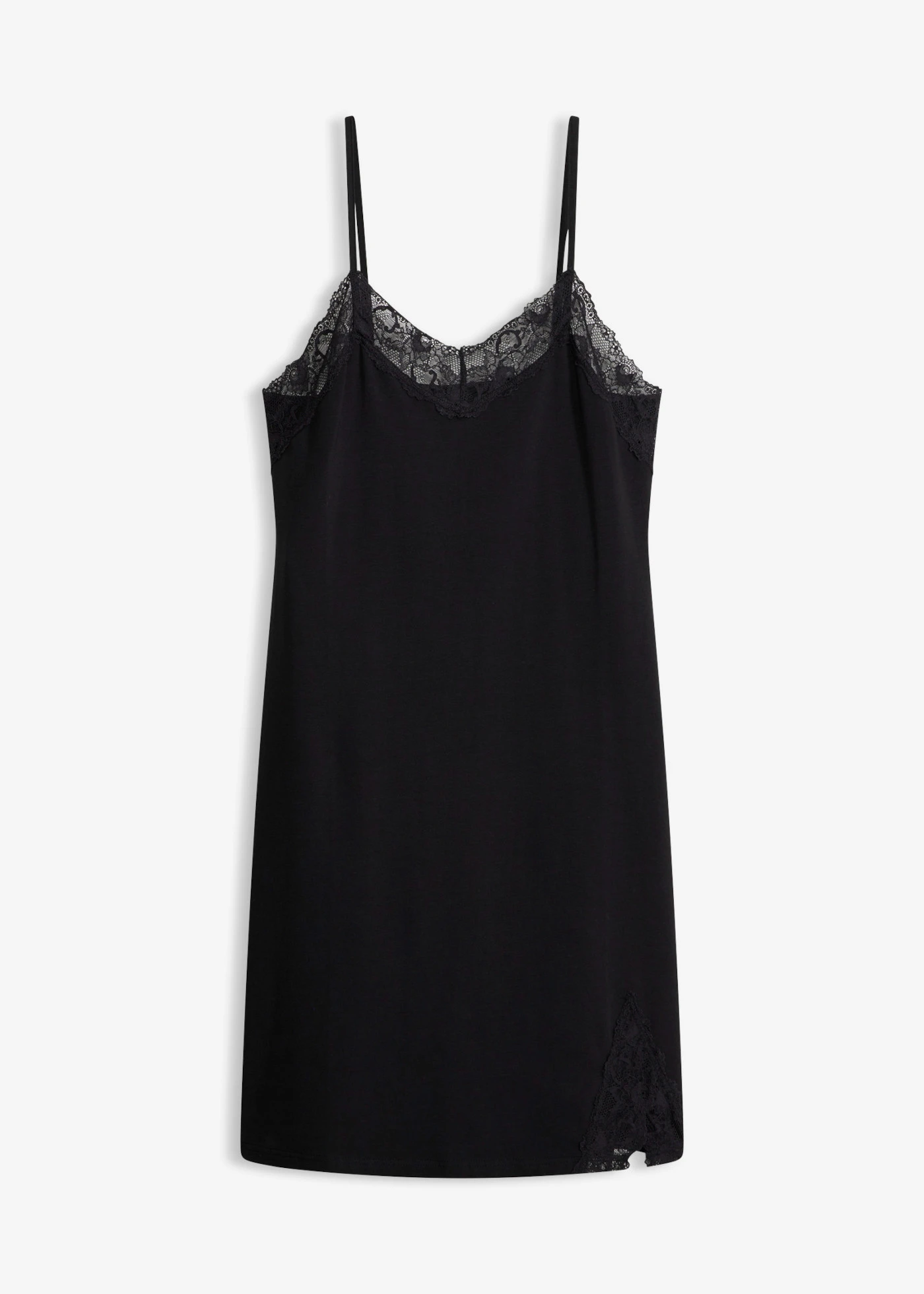 Krótka koszula nocna na wąskich ramiączkach • czarny • sklep bonprix