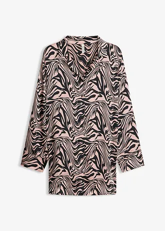 Nachthemd van geweven satijn, Kleur: zwart zebraprint