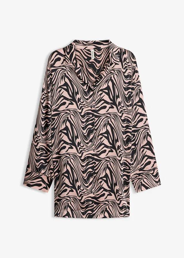Nachthemd van geweven satijn • zwart zebraprint • bonprix online shop
