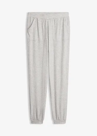 Huispak broek van lichte viscose ribstof • lichtgrijs gemêleerd • bonprix online shop
