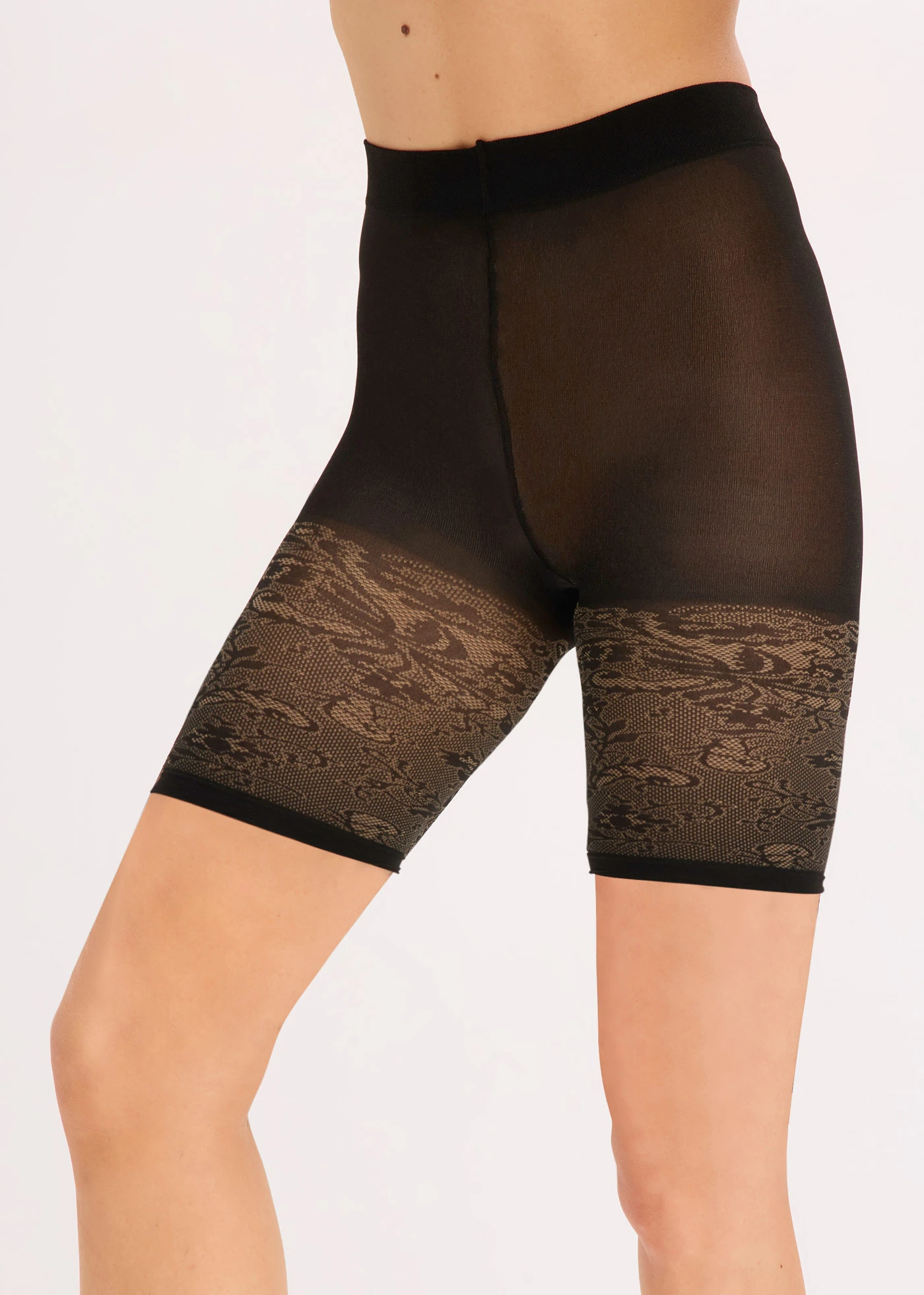 Cycliste anti-frottement avec imprimé dentelle 110 den • noir • Boutique bonprix