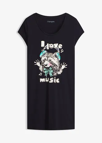 Krátká noční košile z čisté organické bavlny • černá • bonprix obchod