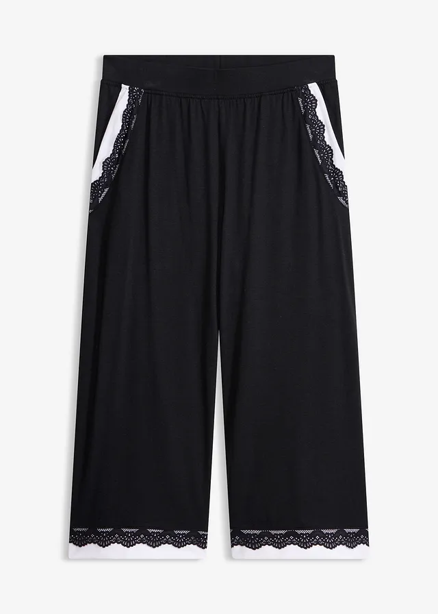 Wijde culotte van zachte viscose-mix • zwart/wit • bonprix online shop