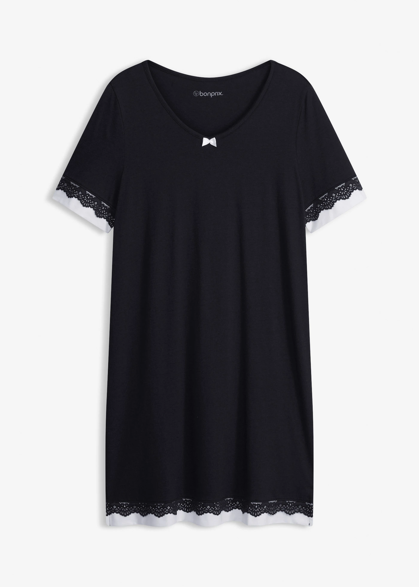 Chemise de nuit douce • noir/blanc • Boutique bonprix