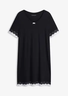 Nočná košeľa z jemného viskózového mixu • čierna-biela • obchod bonprix