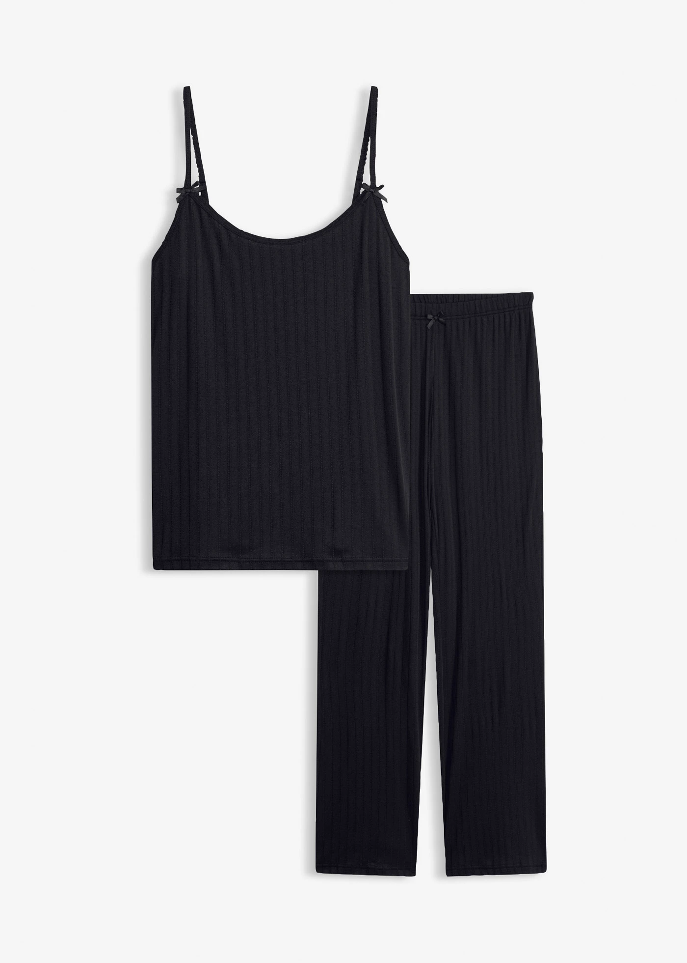 Pyjama doux en jersey pointelle • noir • Boutique bonprix