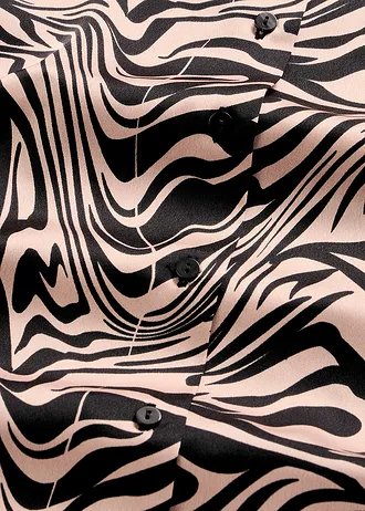 Tkaná noční košile ze saténu • černá se zebřím potiskem • bonprix obchod