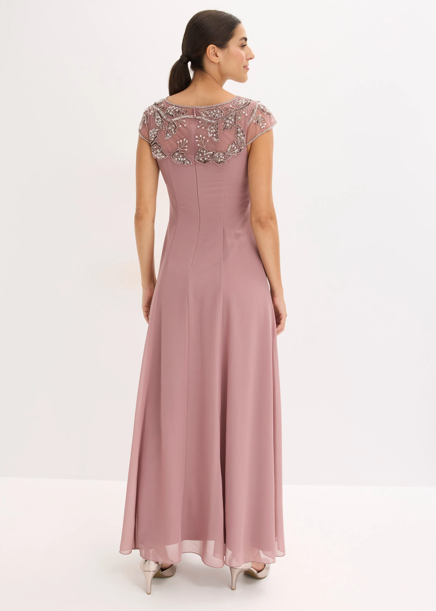 Rochie de seară cu aplicație cu dantelă • roz/gri • magazin bonprix