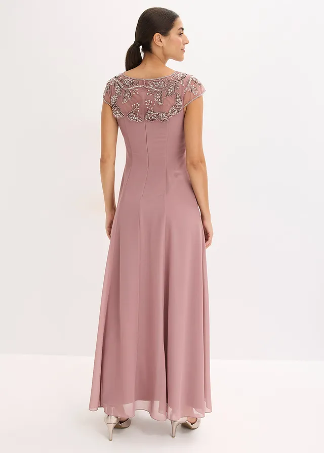 Robe de soirée avec application en dentelle, Couleur: bois de rose