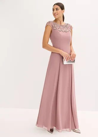 Robe de soirée avec application en dentelle, Couleur: bois de rose