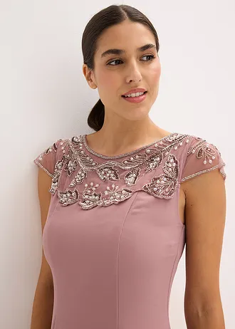 Rochie de seară cu aplicație cu dantelă • roz/gri • magazin bonprix