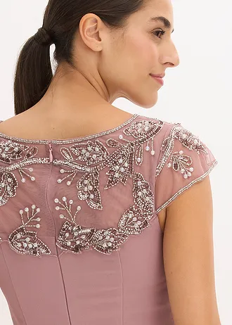 Rochie de seară cu aplicație cu dantelă • roz/gri • magazin bonprix