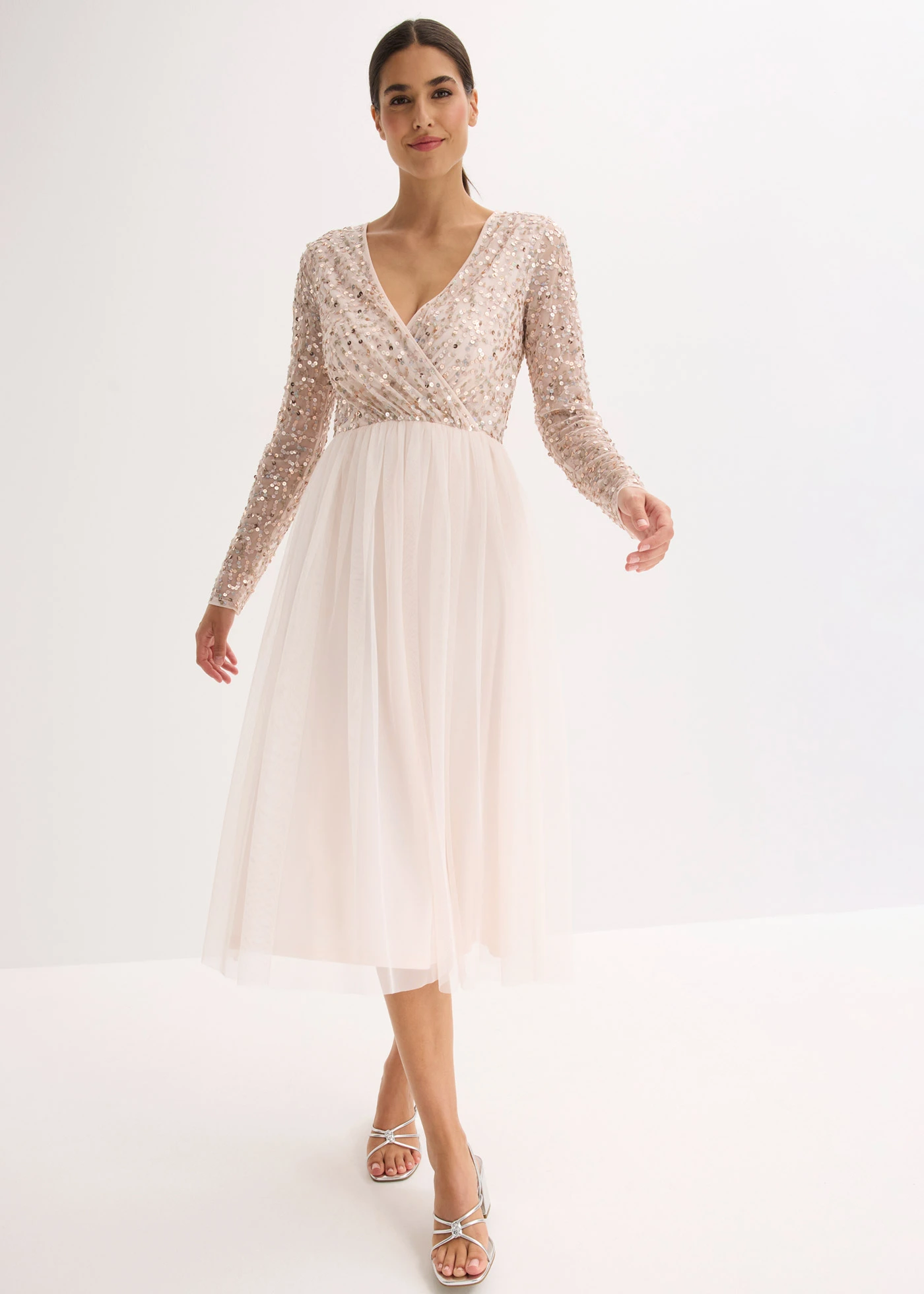 Robe de cocktail brodée de sequins • rose clair • Boutique bonprix