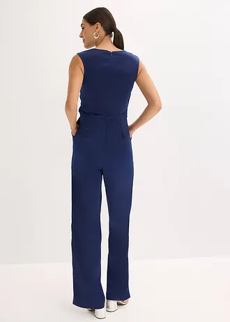 Jumpsuit van glanzend satijn, Kleur: middernachtblauw