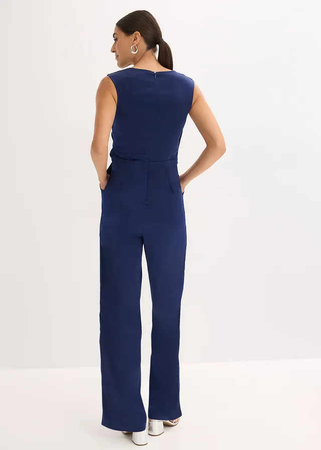 Jumpsuit van glanzend satijn • middernachtblauw • product-page.page-title-suffix