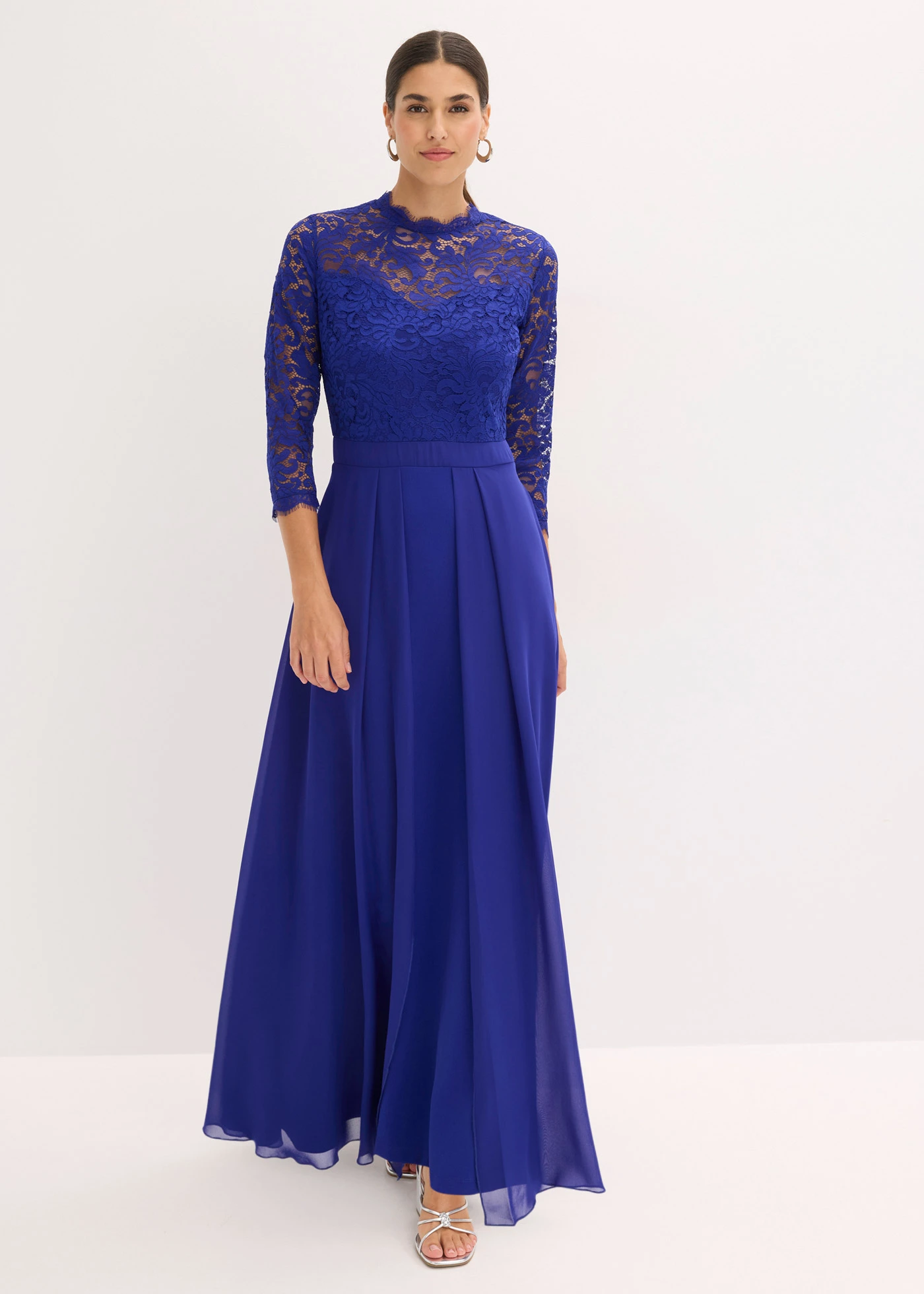 Maxi jurk met kant • blauw • bonprix online shop