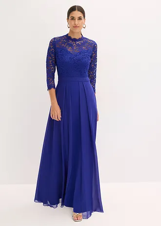 Maxi jurk met kant, Kleur: blauw