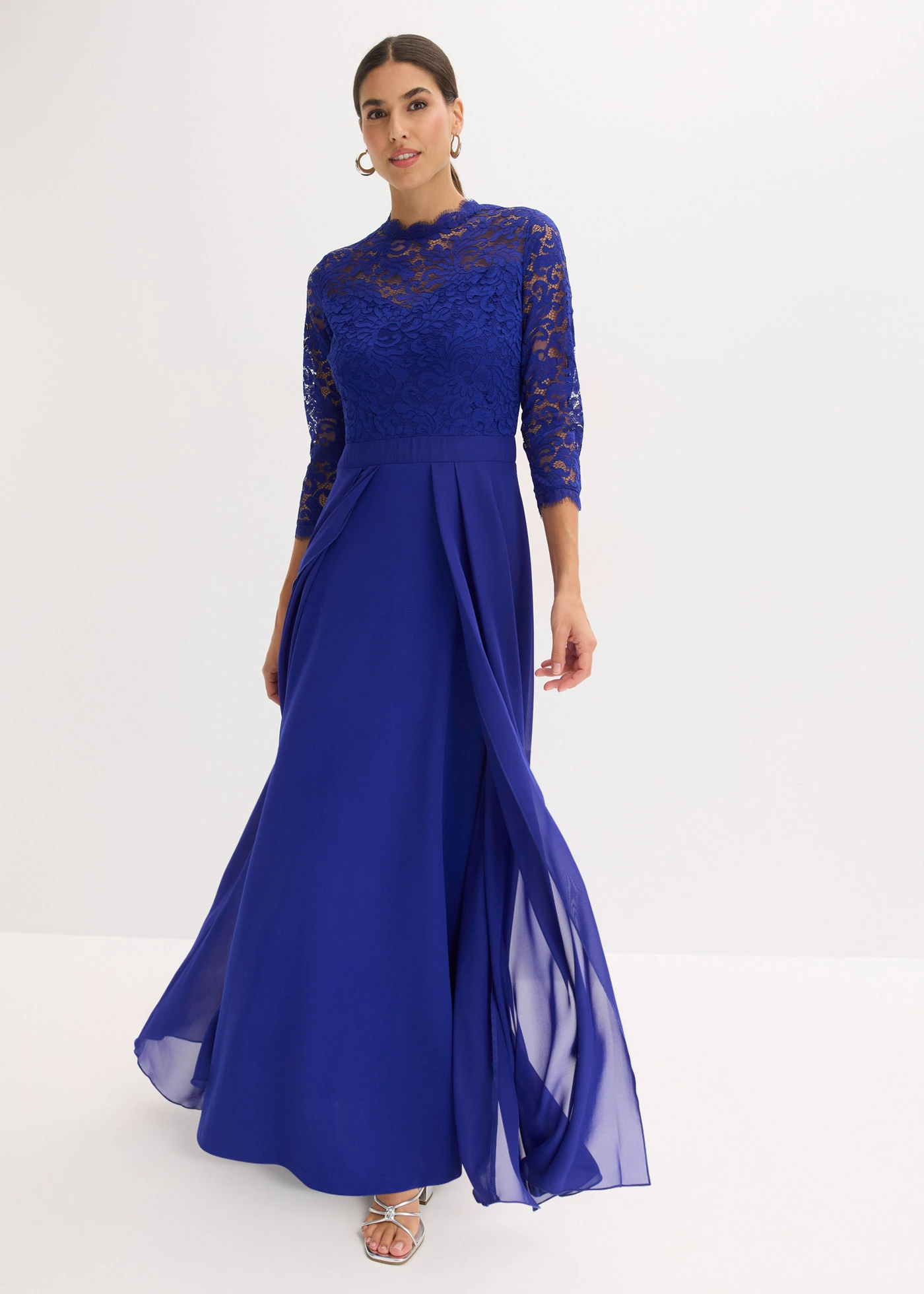 Maxi jurk met kant • blauw • bonprix online shop