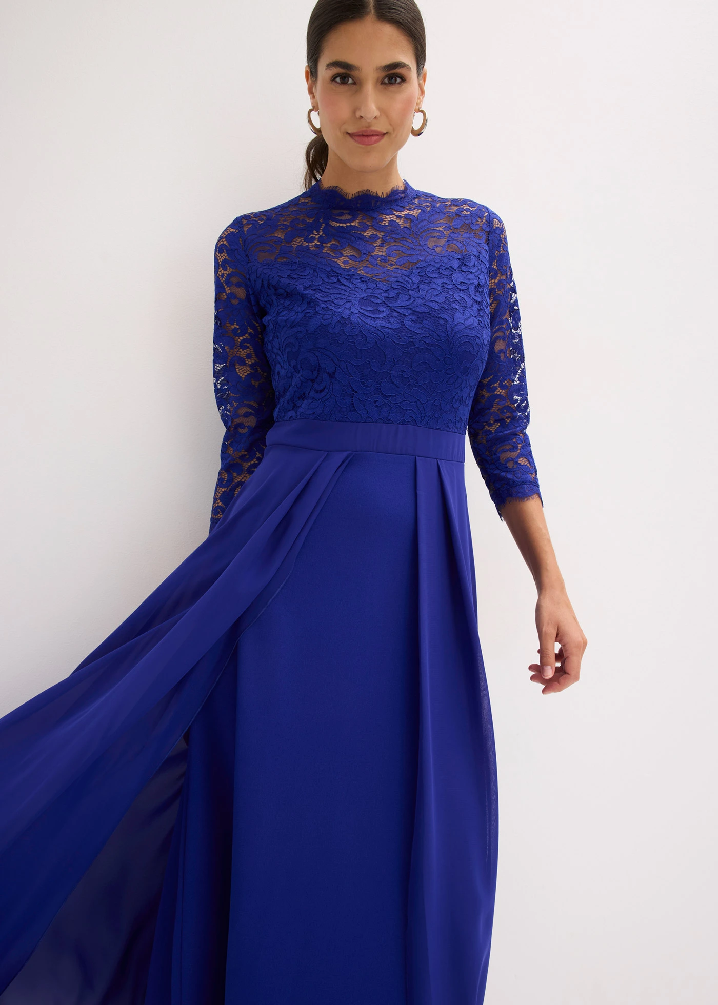 Maxi jurk met kant • blauw • bonprix online shop