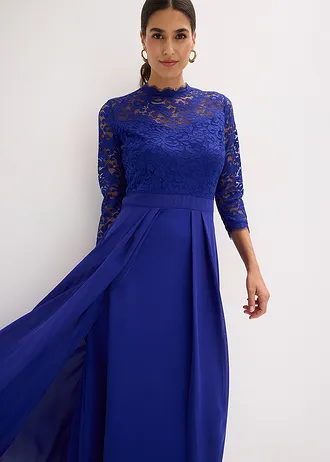 Maxi jurk met kant • blauw • bonprix online shop