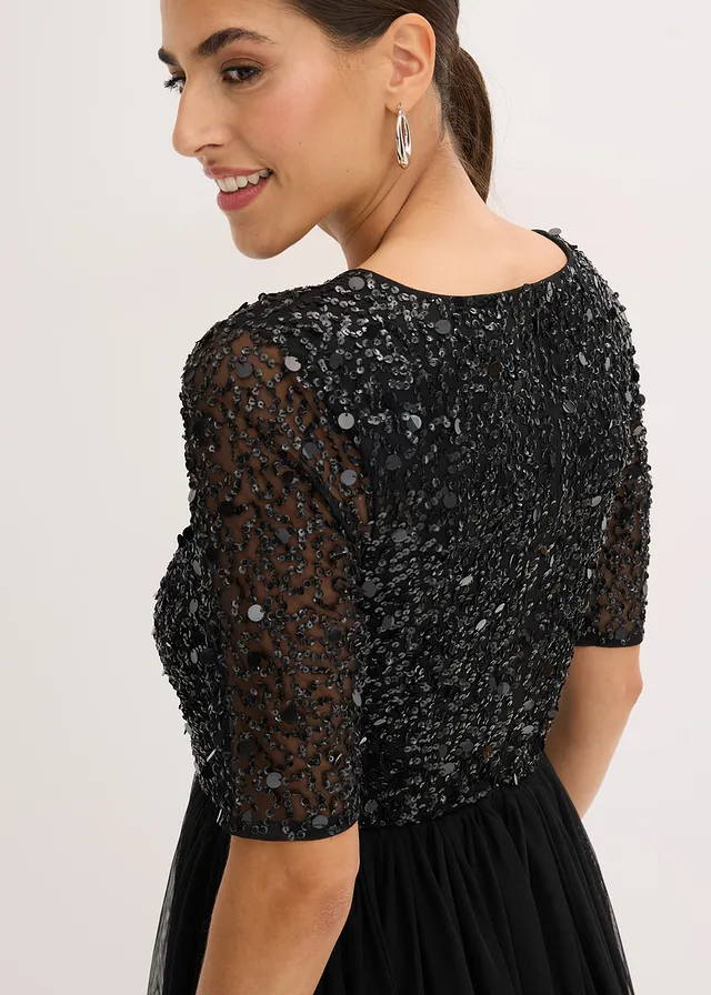 Robe de soirée en tulle avec haut brodé de sequins • noir • product-page.page-title-suffix