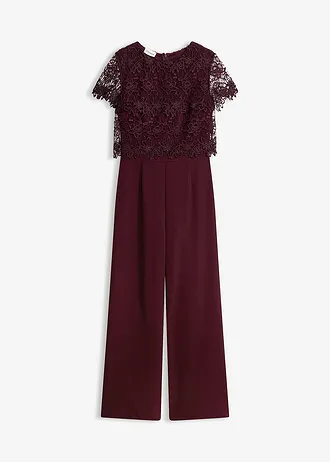 Jumpsuit van zacht scuba met kant, Kleur: donkerblauw