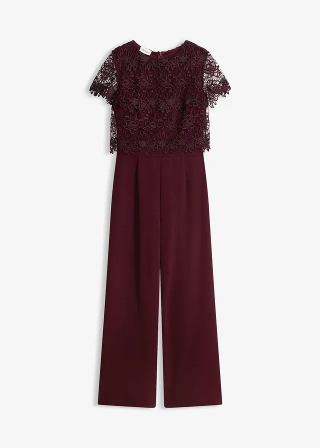 Combinaison douce en matière néoprène avec dentelle • bordeaux • Boutique bonprix