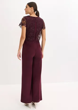 Combinaison douce en matière néoprène avec dentelle • bordeaux • Boutique bonprix