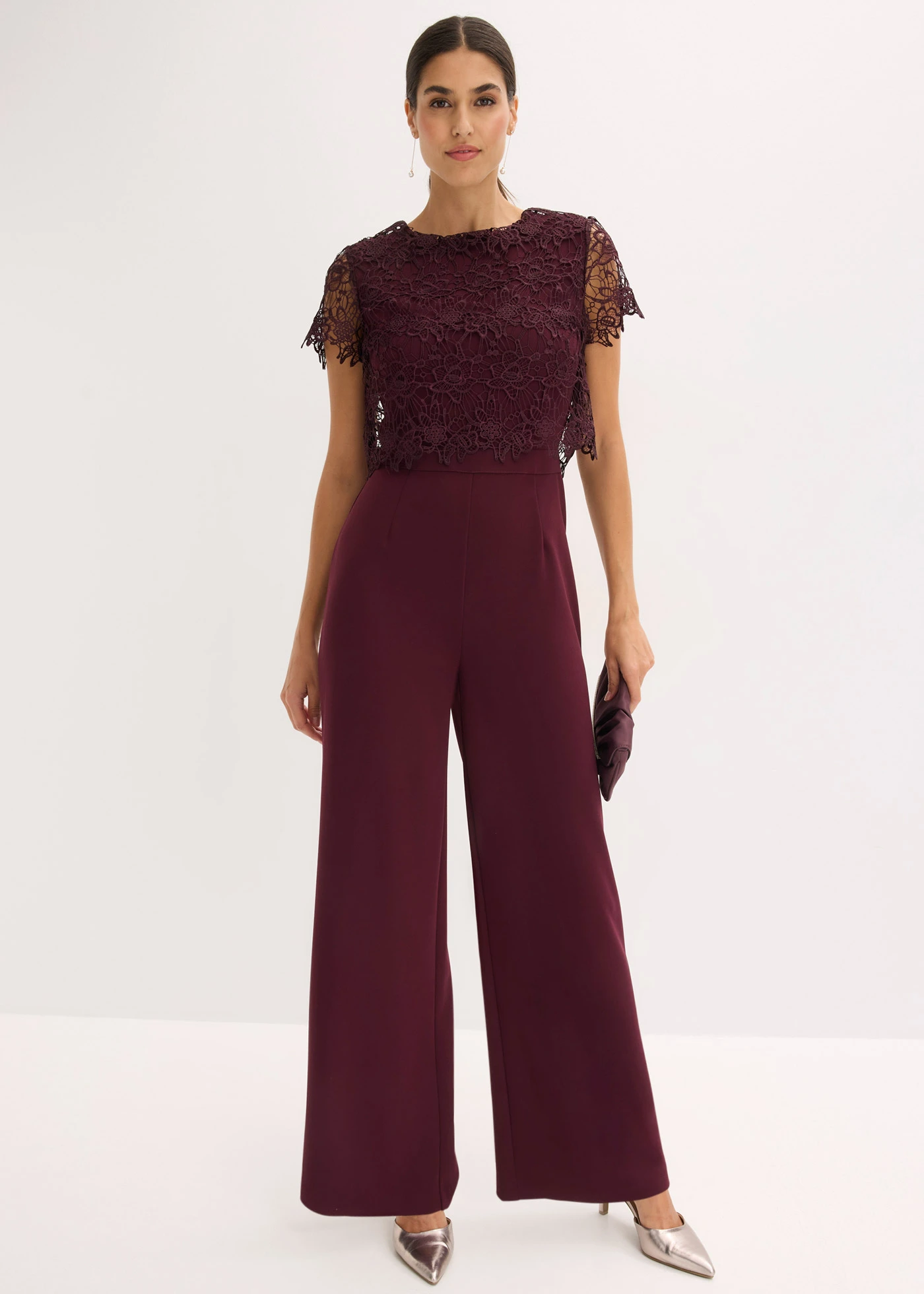 Combinaison douce en matière néoprène avec dentelle • bordeaux • Boutique bonprix