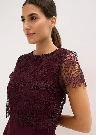 Combinaison douce en matière néoprène avec dentelle • bordeaux • Boutique bonprix