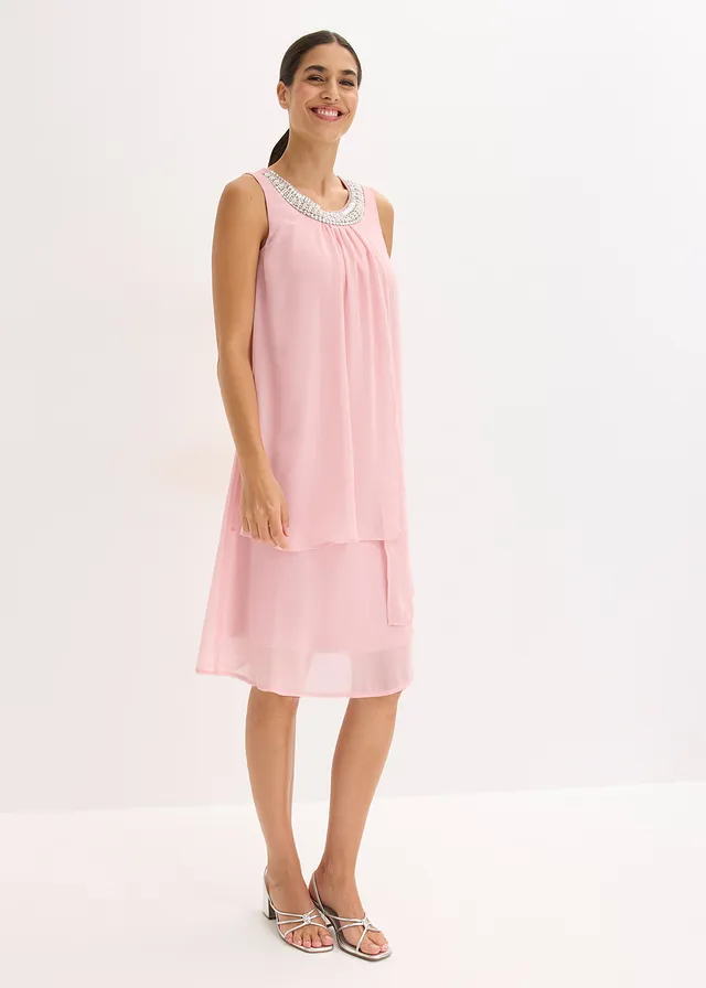 Robe en crêpe avec application de strass