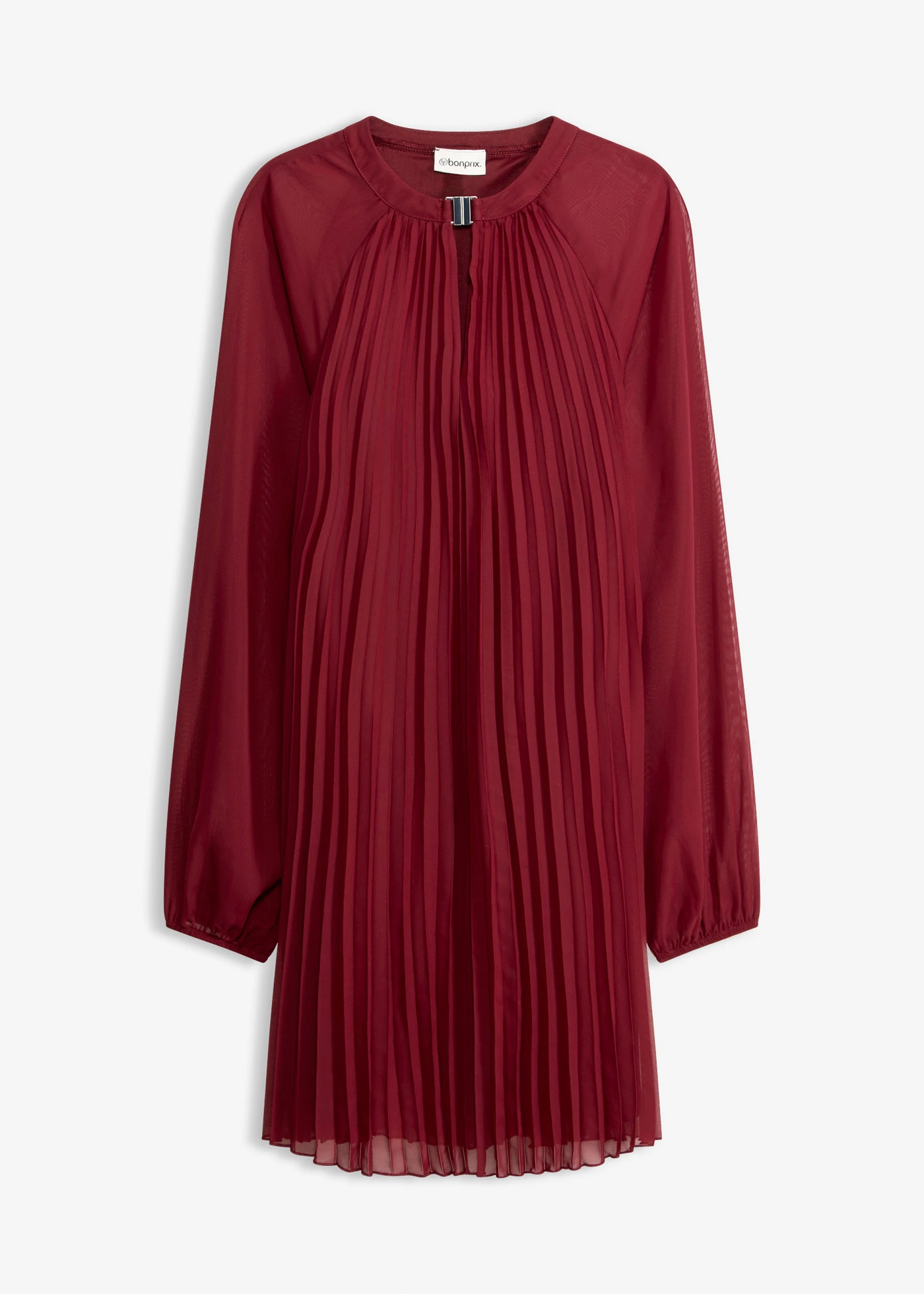 Rochie mini din șifon fin, plisat • roșu rubiniu • magazin bonprix