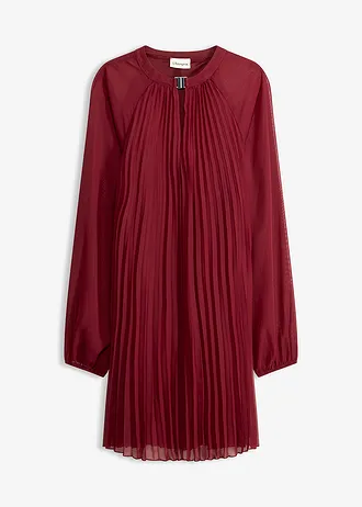 Mini jurk van fijn chiffon met plissé • robijnrood • bonprix online shop