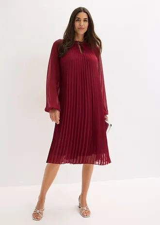 Robe courte plissée en mousseline, Couleur: rouge rubis