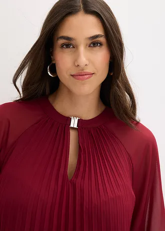 Rochie mini din șifon fin, plisat • roșu rubiniu • magazin bonprix